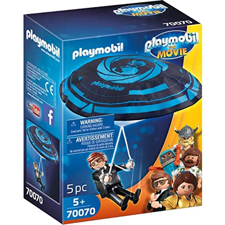PLAYMOBIL:THE MOVIE 70070 Rex Dasher mit Fallschirm, Ab 5 Jahren