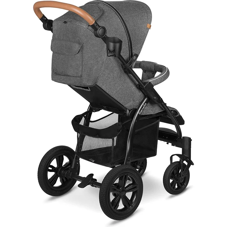 LIONELO Annet Tour Kinderwagen bis 22 kg, verstellbarer Griff, zusammenklappbar, verstellbare Rückenlehne bis zur Liegeposition, wartungsfreie Räder, XXL-Verdeck, 5-Punkt-Gurt, Einkaufskorb – Bild 9
