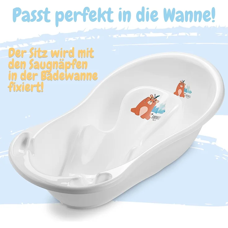 Babykajo Babybadewanne, Bärchen Weiß inkl. Badewannensitz – Bild 5
