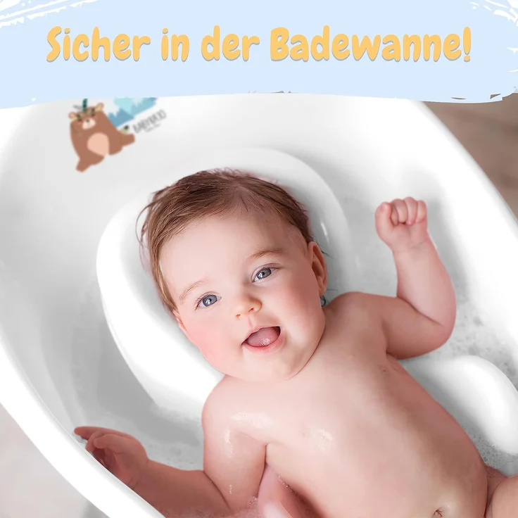 Babykajo Babybadewanne, Bärchen Weiß inkl. Badewannensitz – Bild 6
