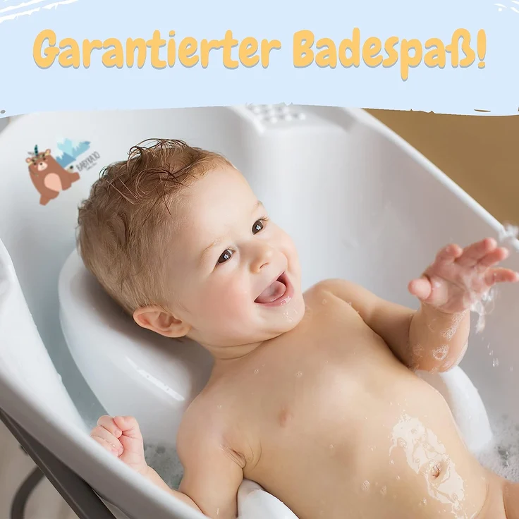 Babykajo Babybadewanne, Bärchen Weiß inkl. Badewannensitz – Bild 7