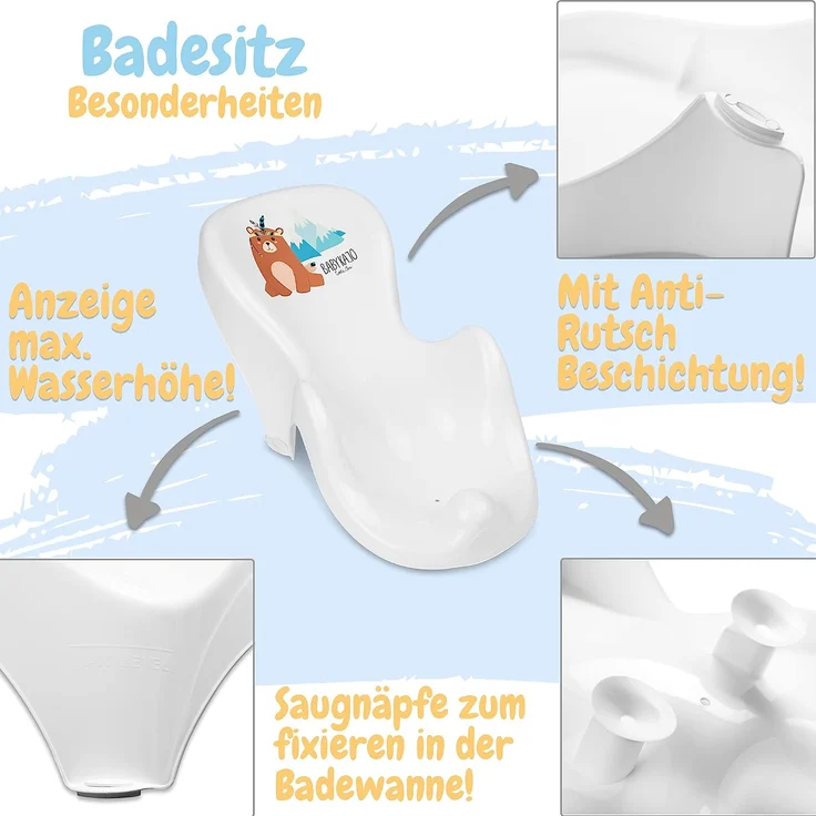 Babykajo Babybadewanne, Bärchen Weiß inkl. Badewannensitz – Bild 4