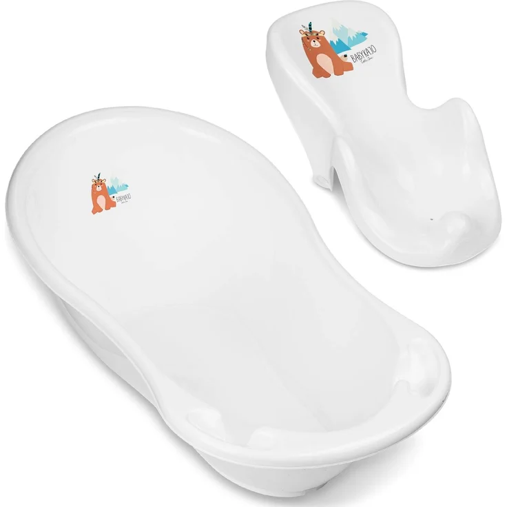 Babykajo Babybadewanne, Bärchen Weiß inkl. Badewannensitz – Bild 1
