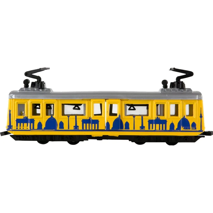 Idena 4259526 - Modell Berliner Straßenbahn, mit Rückzugmotor, ca. 13,5 x 19 x 5 cm, als Spielzeug, typisches Souvenir oder beliebtes Sammlerstück