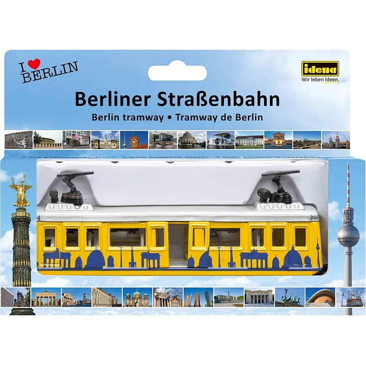 Idena 4259526 - Modell Berliner Straßenbahn, mit Rückzugmotor, ca. 13,5 x 19 x 5 cm, als Spielzeug, typisches Souvenir oder beliebtes Sammlerstück – Bild 2