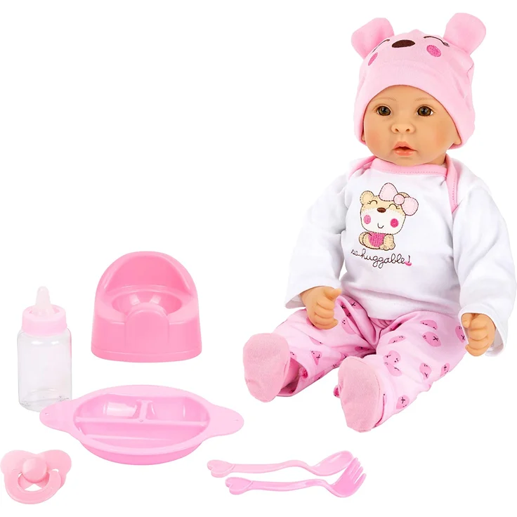 small foot 11522 Babypuppe 'Mädchen', Puppe mit Weichkörper und allerlei Zubehör, 5-teilig, ab 3 Jahren – Bild 2