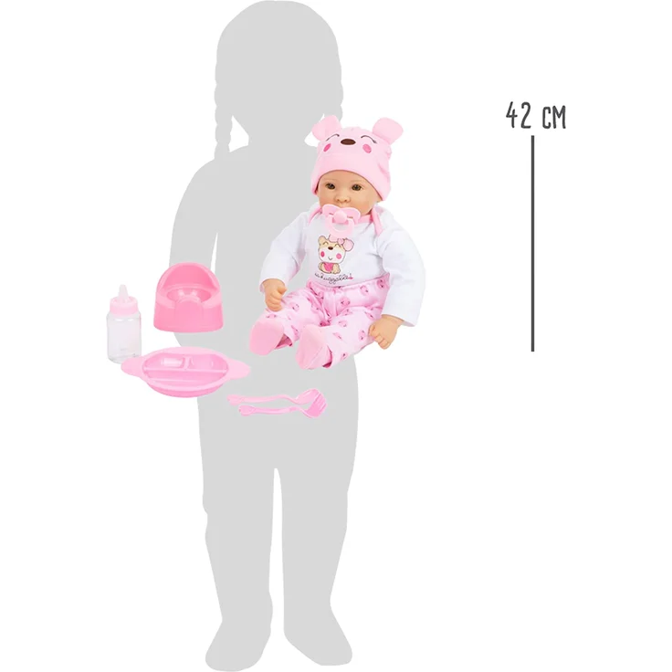 small foot 11522 Babypuppe 'Mädchen', Puppe mit Weichkörper und allerlei Zubehör, 5-teilig, ab 3 Jahren – Bild 6