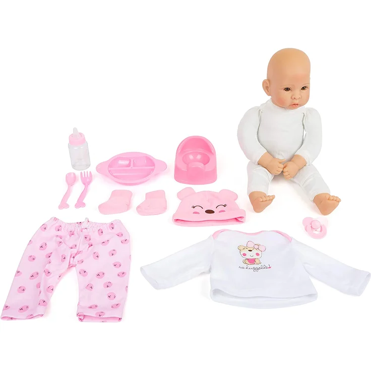small foot 11522 Babypuppe 'Mädchen', Puppe mit Weichkörper und allerlei Zubehör, 5-teilig, ab 3 Jahren – Bild 3