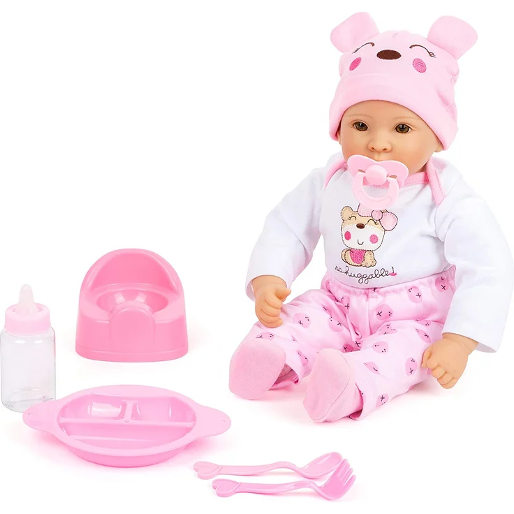 small foot 11522 Babypuppe 'Mädchen', Puppe mit Weichkörper und allerlei Zubehör, 5-teilig, ab 3 Jahren – Bild 1