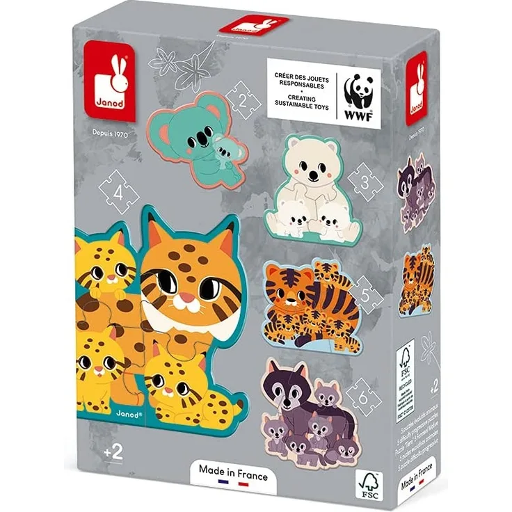 Janod-WWF® Puzzle Tiere 5 Formen / Motive
