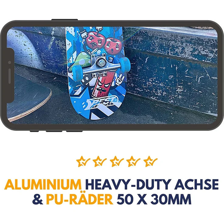 Best Sporting Skateboard Graphic, ABEC 3, max. Belastung 100 kg blau/schwarz – Bild 5
