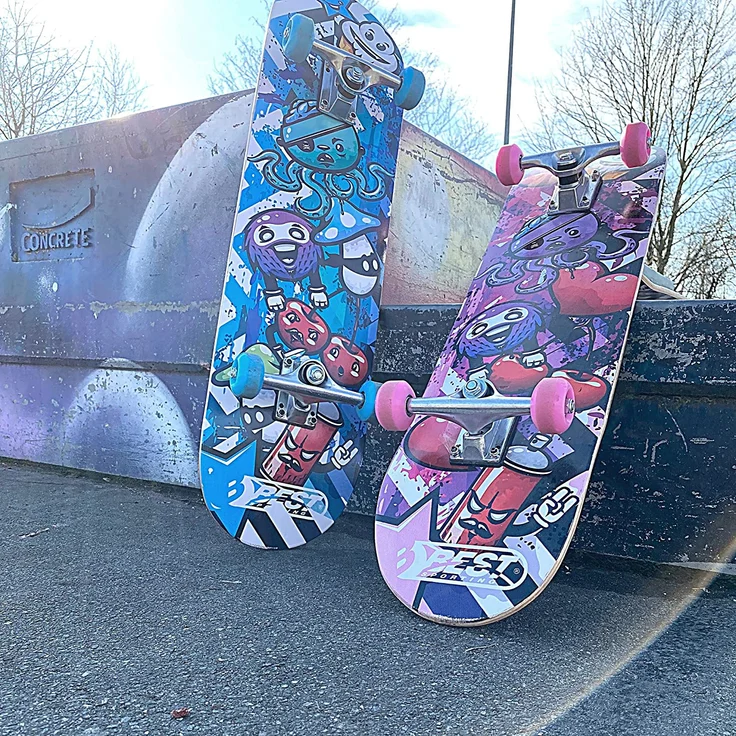 Best Sporting Skateboard Graphic, ABEC 3, max. Belastung 100 kg blau/schwarz – Bild 8