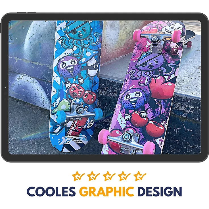 Best Sporting Skateboard Graphic, ABEC 3, max. Belastung 100 kg blau/schwarz – Bild 4