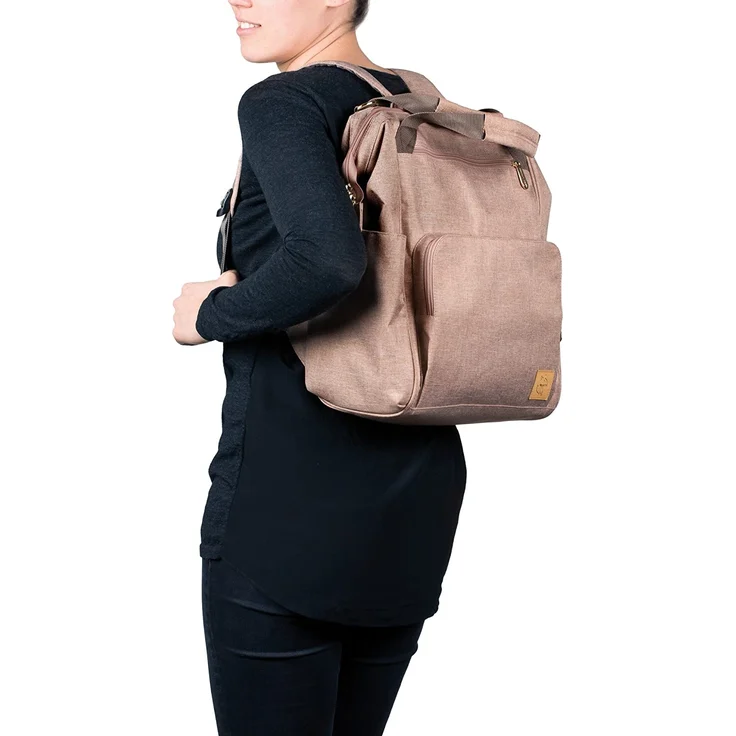 LÄSSIG Baby Wickelrucksack Wickeltasche inkl. Wickelzubehör nachhaltig produziert/Goldie Backpack, rose – Bild 4