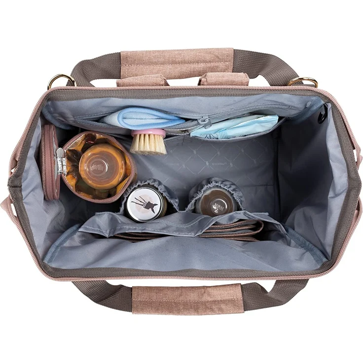 LÄSSIG Baby Wickelrucksack Wickeltasche inkl. Wickelzubehör nachhaltig produziert/Goldie Backpack, rose – Bild 3