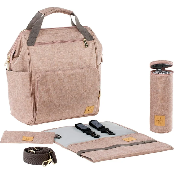 LÄSSIG Baby Wickelrucksack Wickeltasche inkl. Wickelzubehör nachhaltig produziert/Goldie Backpack, rose – Bild 1