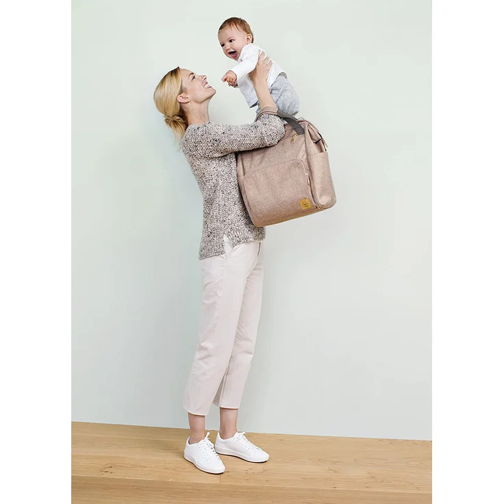 LÄSSIG Baby Wickelrucksack Wickeltasche inkl. Wickelzubehör nachhaltig produziert/Goldie Backpack, rose – Bild 7