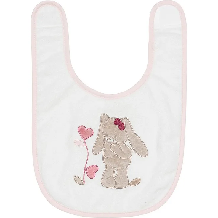 Nattou Lätzchen Hase Nina, Mit Klettverschluss, Nina, Jade und Lili, Weiß/Beige/Rosa