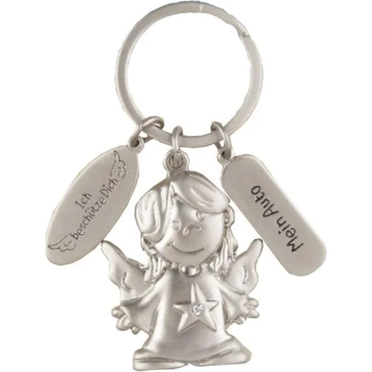 Depesche 7518-001 Schutzengel Schlüssel-Anhänger aus Metall, Glücksbringer mit Engel, Schlüsselring und liebevoller Botschaft, zum Verschenken an Familienmitglieder, Freunde und Bekannte