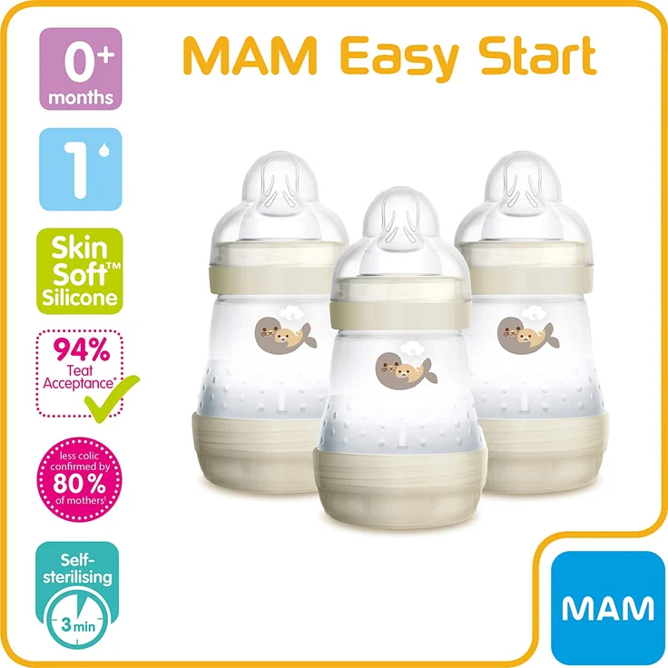 MAM 26910 160 ml Anti Colic Bottle (Gold, Pack of 3), blau – Bild 2
