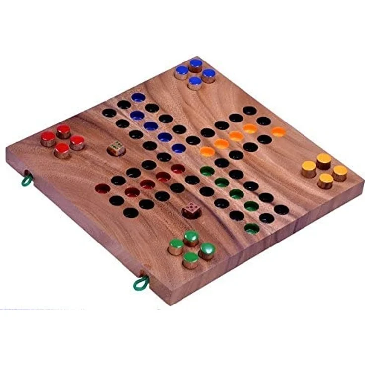 Ludo Gr. L für 2 bis 4 Spieler - Spielfeld 26 x 25 cm - Würfelspiel aus Holz – Bild 2