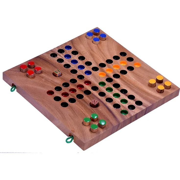 Ludo Gr. L für 2 bis 4 Spieler - Spielfeld 26 x 25 cm - Würfelspiel aus Holz
