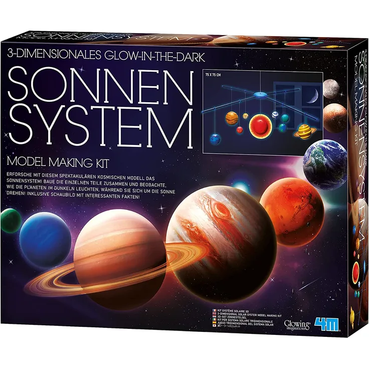 HCM Kinzel GmbH 665520 4M 665520-Leucht-Sonnensystem Mobile Bastelset, Sortiert