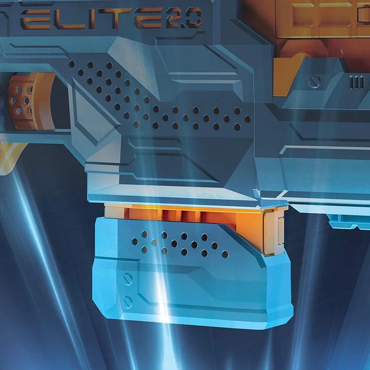 Nerf 'Elite 2.0 Phoenix CS-6' motorisierter Blaster, ab 8 Jahren, 12 Nerf Darts, 6-Dart Clip-Magazin, Fernrohr, Tactical Rails, Befestigungspunkte, blaugrau/orange – Bild 7