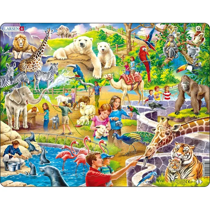 Larsen US30 EIN aufregender Tag im Zoo, Rahmenpuzzle mit 48 Teilen