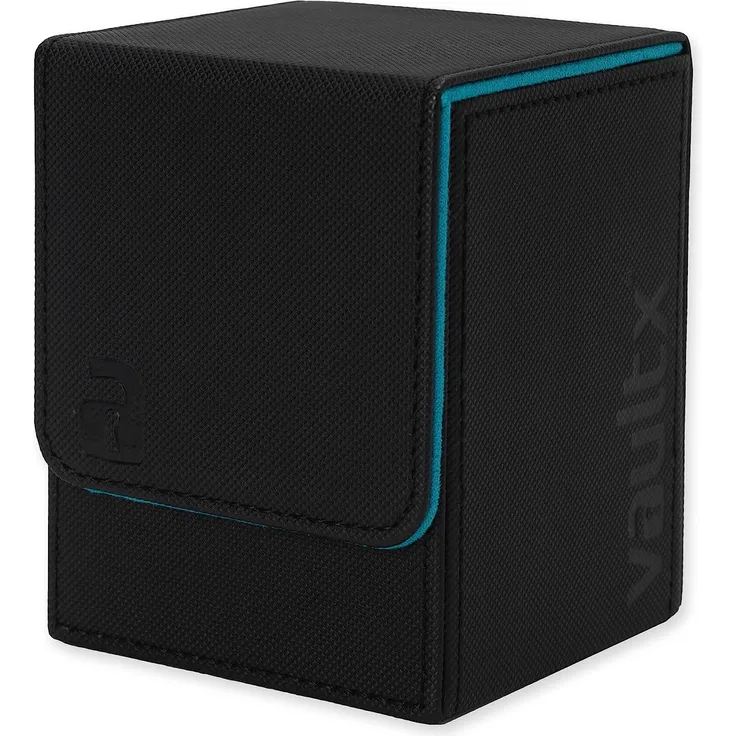 Vault X ® Premium eXo-Tec Sammelkarten Box für 100+ Karten - ohne PVC Karten Halter für Spielkarten zum Sammeln und Tauschen (Schwarz Premium) (Schwarz / Blau)