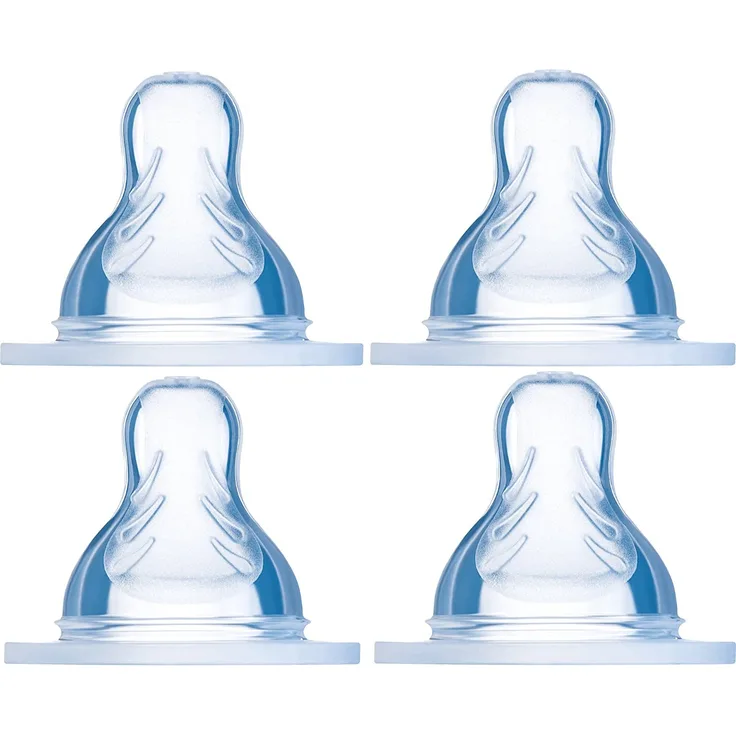MAM Sauger Größe 3 + 4 im 4er Set, Flaschensauger (Durchflussrate schnell & tropffrei), weicher Trinksauger passend für alle MAM Flaschen/Trainer, ab 6+ Monate