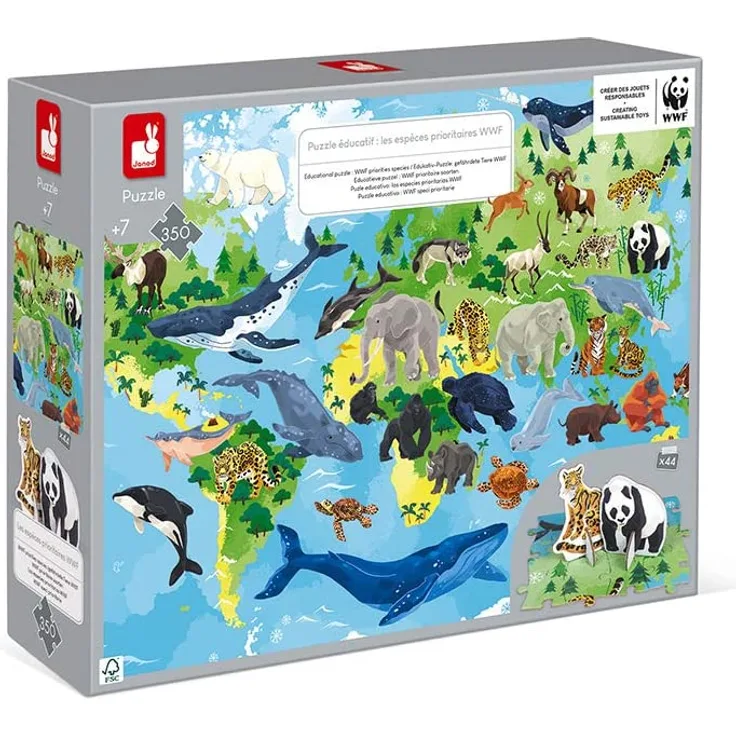 Janod-WWF® Edukativ-Puzzle mit Figuren 350 Teile