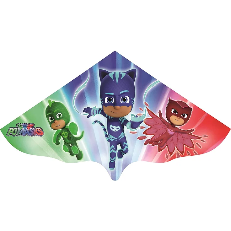 Paul Günther 1218 - Kinderdrachen mit PJ Masks Motiv, Einleinerdrachen aus robuster PE-Folie für Kinder ab 4 Jahre mit Wickelgriff und Schnur, ca. 115 x 63 cm groß – Bild 1