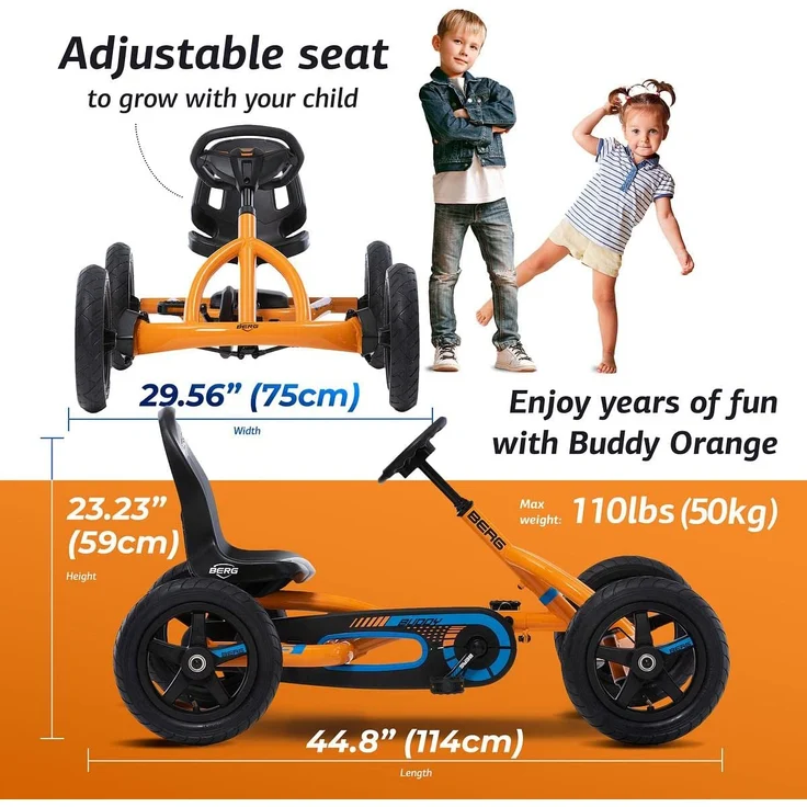 BERG Gokart 'Buddy 2. 0 B-Orange', max. Belastbarkeit 50 kg, ab 3 Jahren – Bild 8