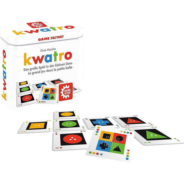 Kwatro, Mini-Kartenspiel in handlicher Metalldose, Legespiel-Mix für Kinder und Erwachsene, Reisespiel – Bild 5
