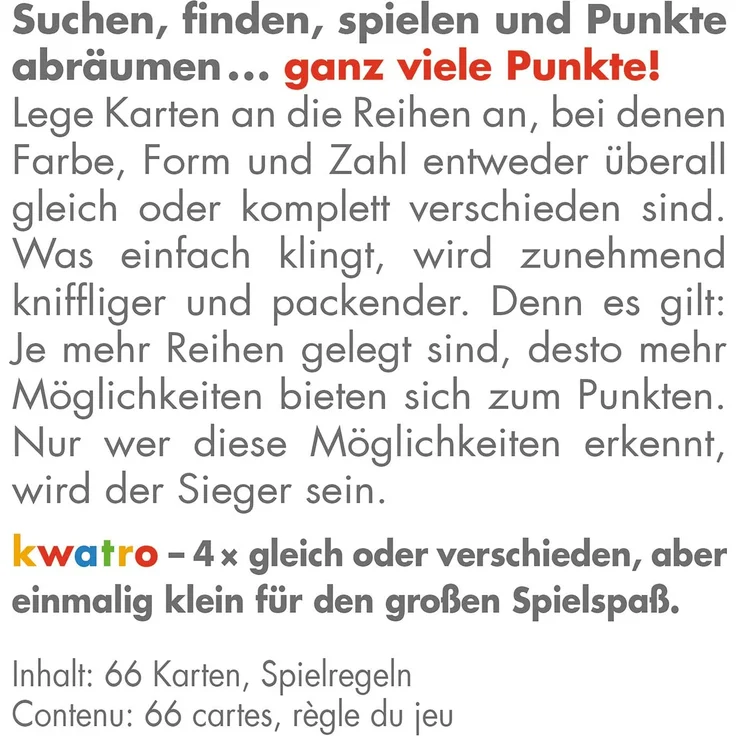 Kwatro, Mini-Kartenspiel in handlicher Metalldose, Legespiel-Mix für Kinder und Erwachsene, Reisespiel – Bild 3