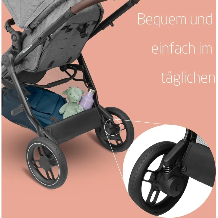 Maxi-Cosi 'Zelia S Trio', 3-in-1-Kinderwagen inkl. Babyschale Cabriofix S i-Size, Baby-Travelsystem mit viel Zubehör, nutzbar ab der Geburt bis ca. 4 Jahre, Grau – Bild 4