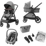 Maxi-Cosi 'Zelia S Trio', 3-in-1-Kinderwagen inkl. Babyschale Cabriofix S i-Size, Baby-Travelsystem mit viel Zubehör, nutzbar ab der Geburt bis ca. 4 Jahre, Grau