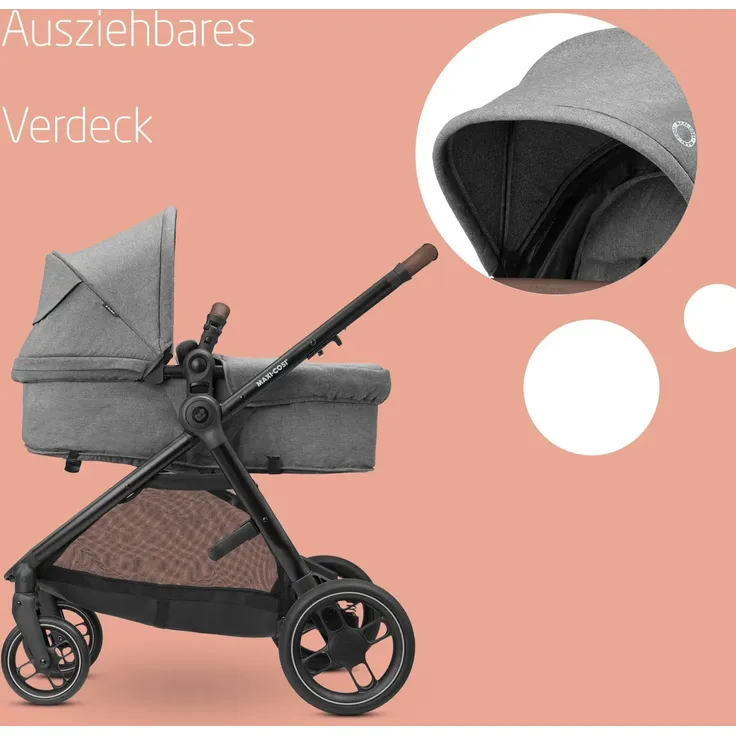 Maxi-Cosi 'Zelia S Trio', 3-in-1-Kinderwagen inkl. Babyschale Cabriofix S i-Size, Baby-Travelsystem mit viel Zubehör, nutzbar ab der Geburt bis ca. 4 Jahre, Grau – Bild 2