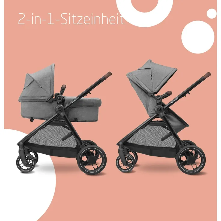 Maxi-Cosi 'Zelia S Trio', 3-in-1-Kinderwagen inkl. Babyschale Cabriofix S i-Size, Baby-Travelsystem mit viel Zubehör, nutzbar ab der Geburt bis ca. 4 Jahre, Grau – Bild 3