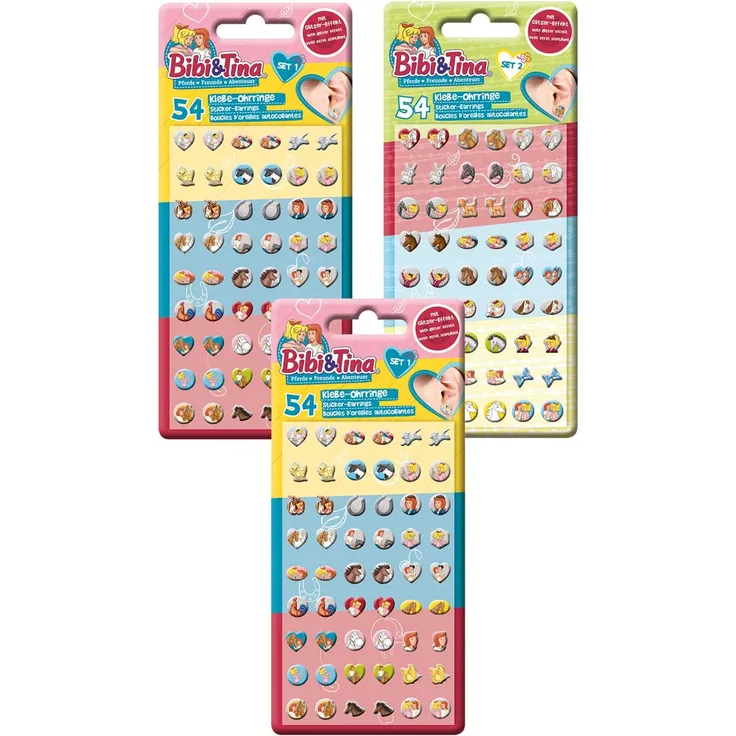 Craze BIBI UND Tina Klebeohrringe Kinder Ohrringe zum Aufkleben Sticker Earrings 162 Stück im Set 14424, unisex-child, bunt