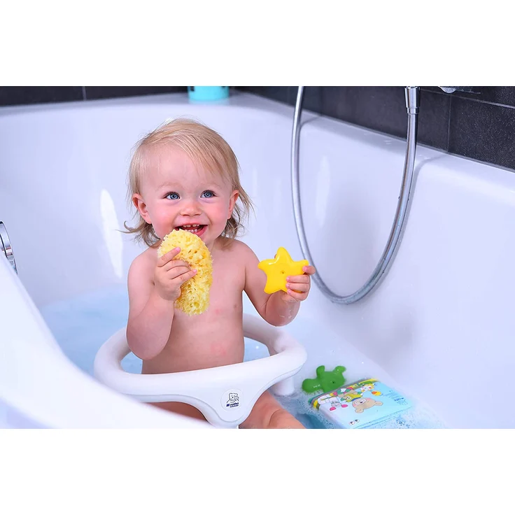 Rotho Babydesign Badesitz, Mit aufklappbarem Ring inkl. Kindersicherung, 7-16 Monate, Bis max. 13kg, BPA-frei, 35x31,3x22cm, Perlsilber/Weiß – Bild 5