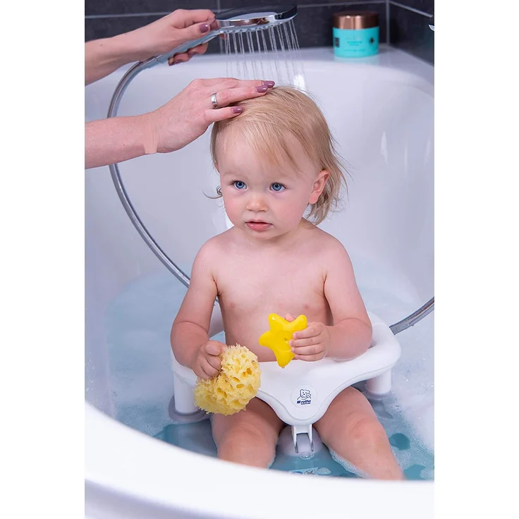 Rotho Babydesign Badesitz, Mit aufklappbarem Ring inkl. Kindersicherung, 7-16 Monate, Bis max. 13kg, BPA-frei, 35x31,3x22cm, Perlsilber/Weiß – Bild 6