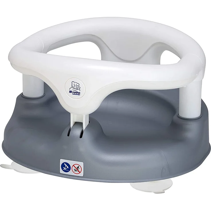 Rotho Babydesign Badesitz, Mit aufklappbarem Ring inkl. Kindersicherung, 7-16 Monate, Bis max. 13kg, BPA-frei, 35x31,3x22cm, Perlsilber/Weiß – Bild 1