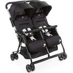 Chicco Zwilligsbuggy OHLALA' TWIN, ultra-leichtre und ultra-kompakter Geschwisterkinderbuggy für Babys und Kleinkinder ab Geburt inkl. Regenschutz, schwarz