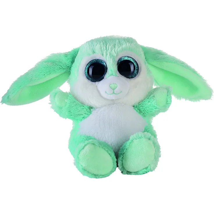 Bauer Spielwaren 'Blickfänger Glitter' Hase: Flauschiges Kuscheltier mit Glitzer-Augen, ideal auch als Smartphone-Halter, 15 cm, türkis (14237)