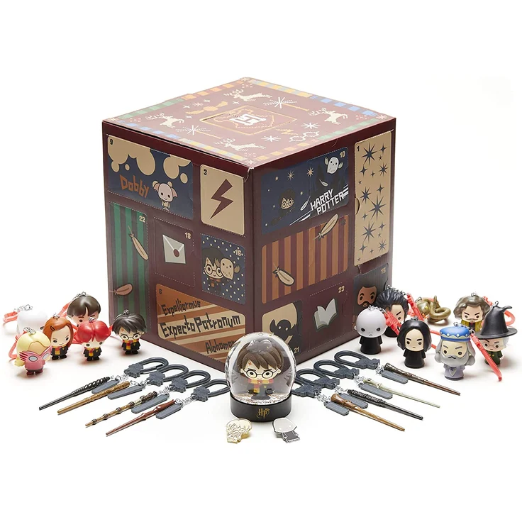 Paladone Cube Advent Calendar Countdown bis Weihnachten 24 Geschenken | inkl. Merchandise wie Zauberstäbe und kultige Figuren, Harry Potter Würfel Adventskalender – Bild 1