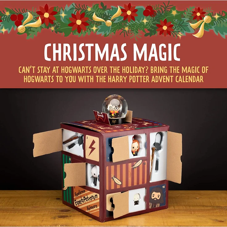 Paladone Cube Advent Calendar Countdown bis Weihnachten 24 Geschenken | inkl. Merchandise wie Zauberstäbe und kultige Figuren, Harry Potter Würfel Adventskalender – Bild 3