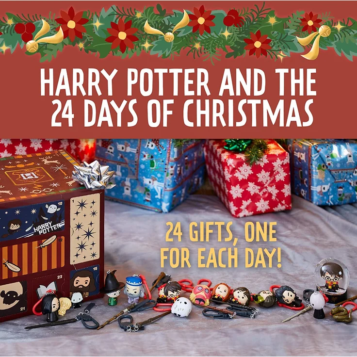 Paladone Cube Advent Calendar Countdown bis Weihnachten 24 Geschenken | inkl. Merchandise wie Zauberstäbe und kultige Figuren, Harry Potter Würfel Adventskalender – Bild 2