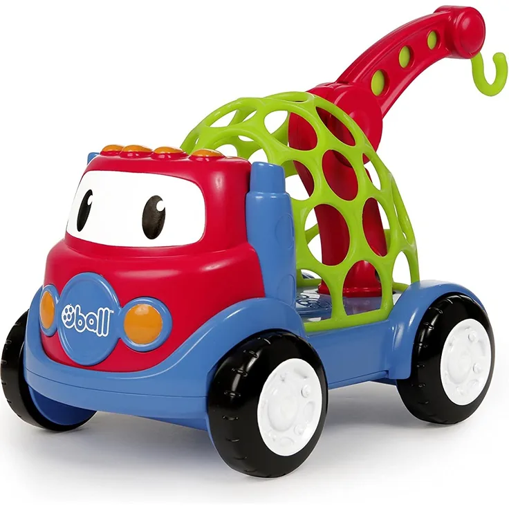 Bright Starts, Oball Go Grippers Spielzeug Abschleppwagen aus flexiblem, robustem und leicht greifbarem Material, mit Hebebühne